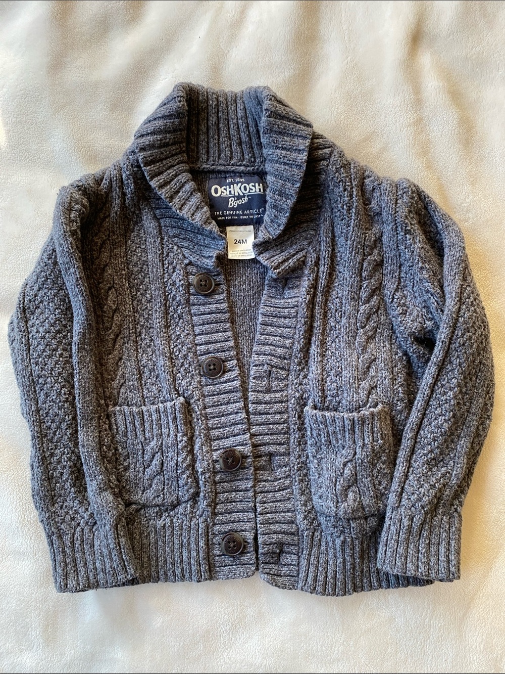OshKosh B'gosh Gray Cable Knit Button-Up Cardigan